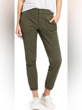 Athleta Trekki Hike Pants Women's Size 10 Olive Green Lightweight Jogger Travel